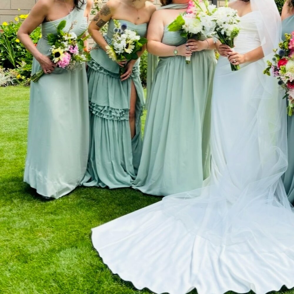 Reverly Addeline Chiffon Dress, Size 0 - Sage